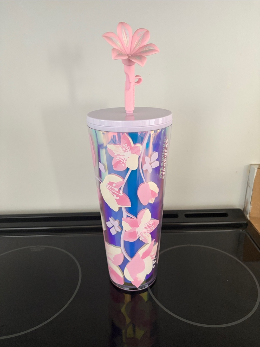 Starbucks Cherry Blossom Iridescent Reusable Tumbler with Pale Pink Straw
